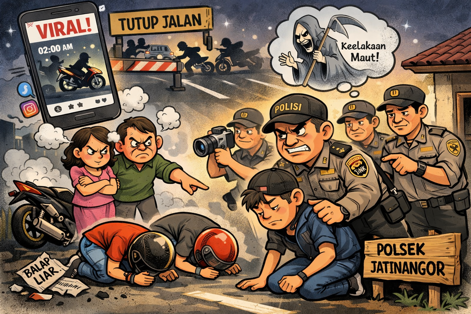 Balap Liar Tengah Malam Viral, Polisi Bergerak Cepat Amankan Pelaku